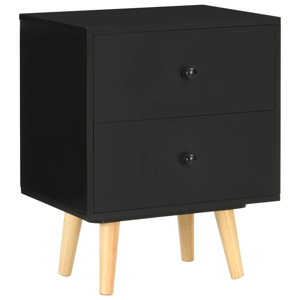 Tables de chevet, lot de 2, noir, 40 x 30 x 50 cm, pin massif