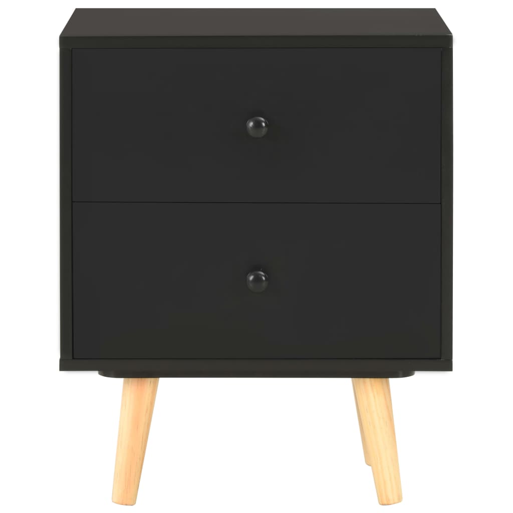 Tables de chevet, lot de 2, noir, 40 x 30 x 50 cm, pin massif