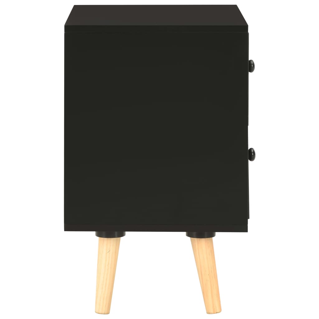 Tables de chevet, lot de 2, noir, 40 x 30 x 50 cm, pin massif