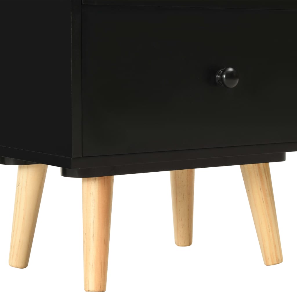 Tables de chevet, lot de 2, noir, 40 x 30 x 50 cm, pin massif