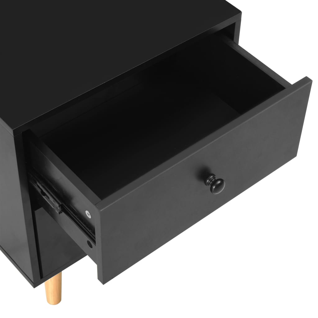 Tables de chevet, lot de 2, noir, 40 x 30 x 50 cm, pin massif