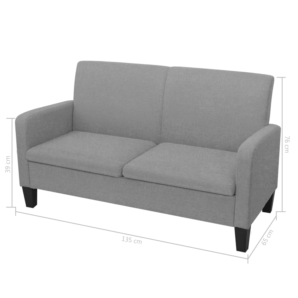 Ensemble de canapé 2 pièces en tissu gris clair