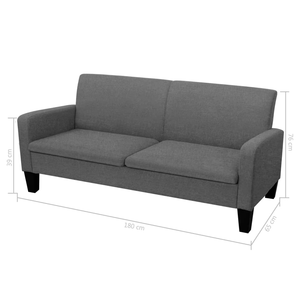 Ensemble de canapé 2 pièces en tissu gris foncé
