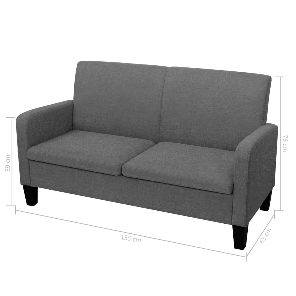 Ensemble de canapé 2 pièces en tissu gris foncé