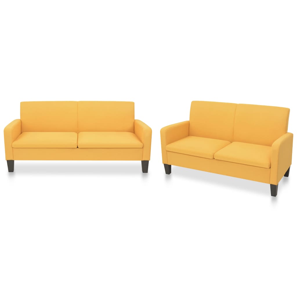 Ensemble de canapé 2 pièces en tissu jaune
