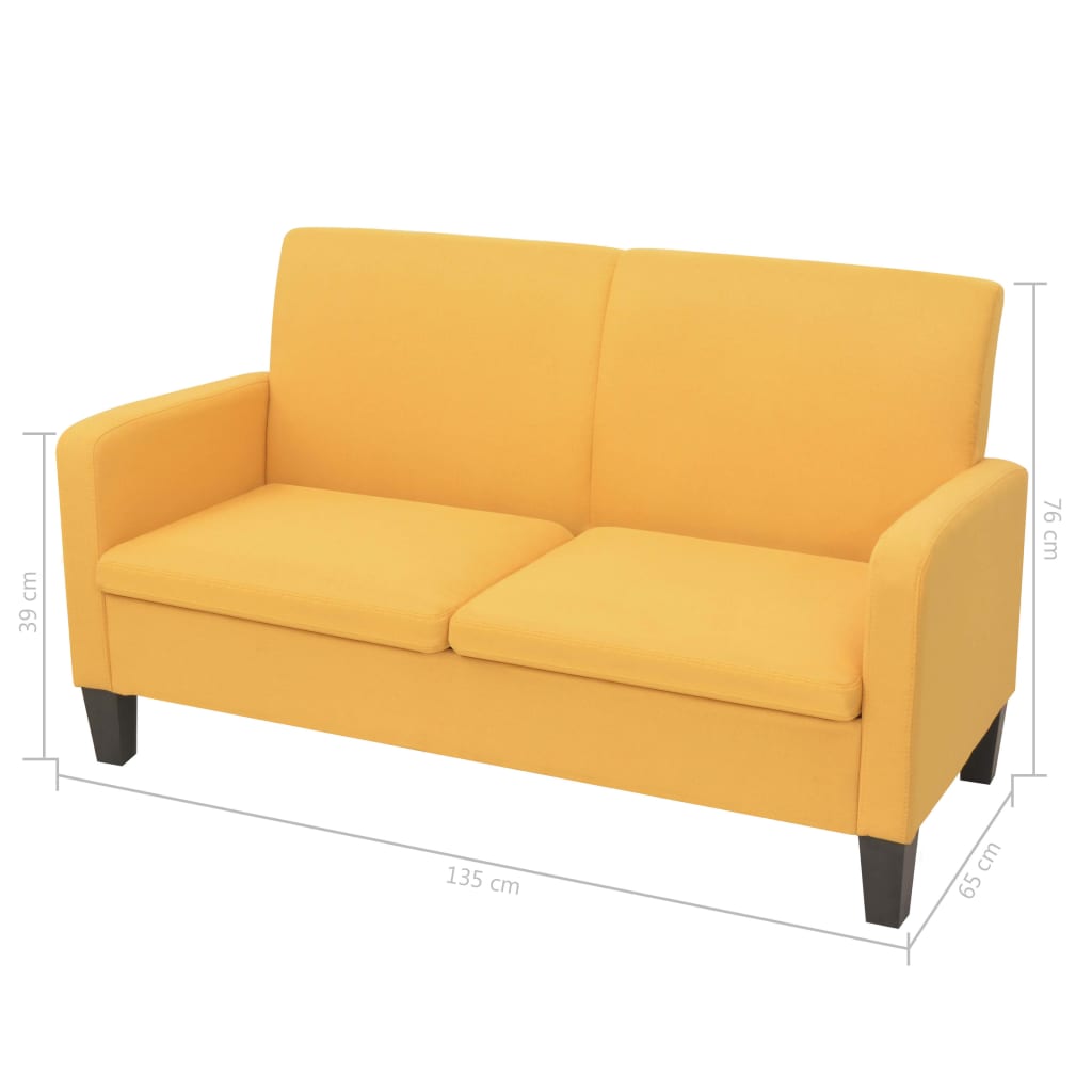Ensemble de canapé 2 pièces en tissu jaune