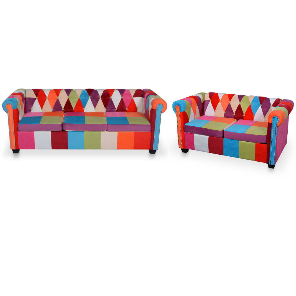 2-tlg. Chesterfield-Sofa-Set Stoff