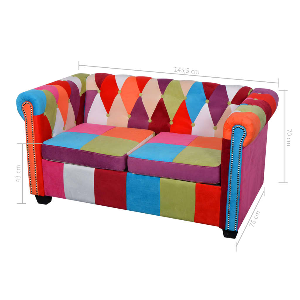 2-tlg. Chesterfield-Sofa-Set Stoff