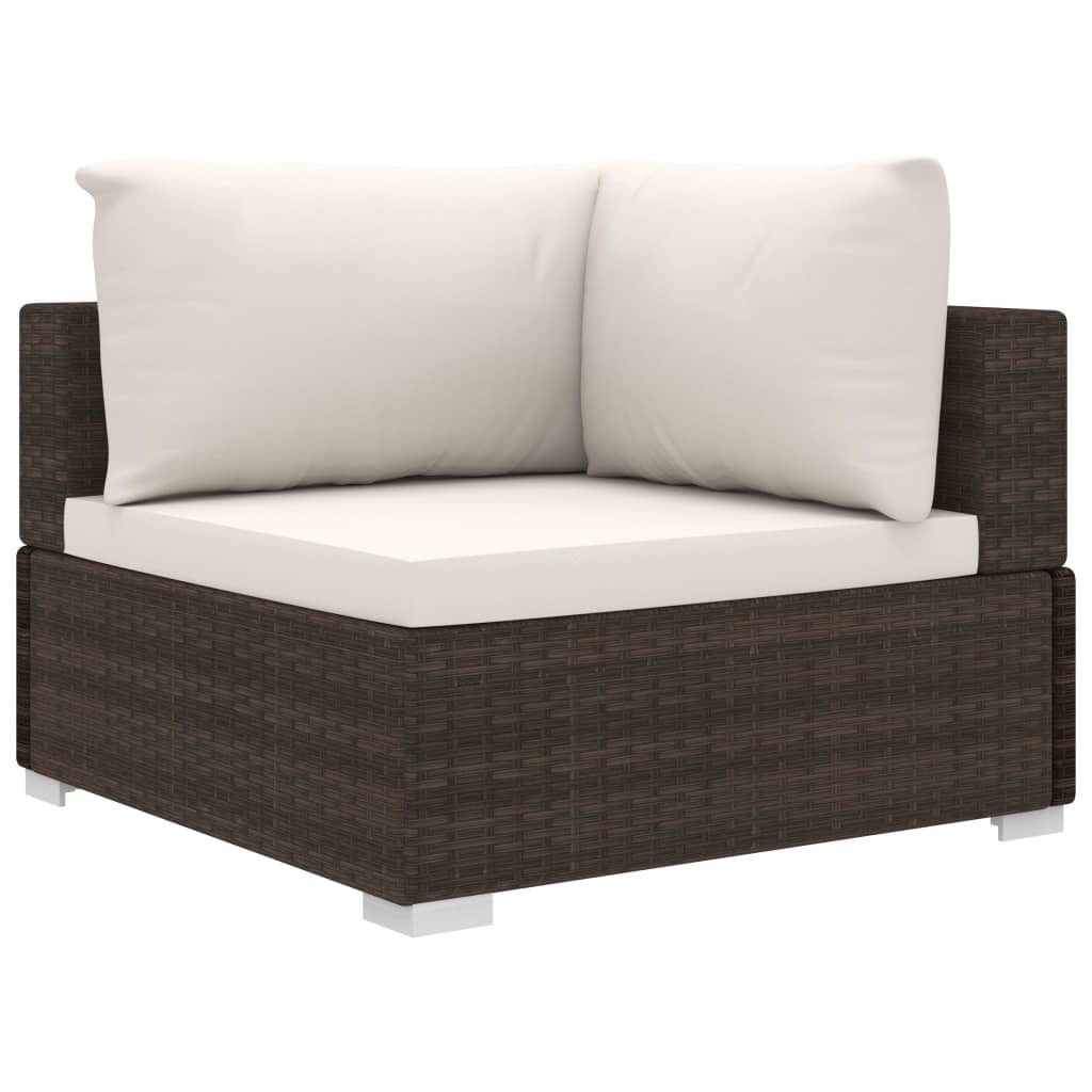 6-tlg. Garten-Lounge-Set mit Auflagen Poly Rattan Braun