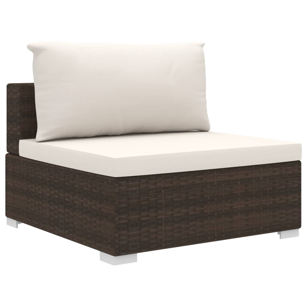6-tlg. Garten-Lounge-Set mit Auflagen Poly Rattan Braun