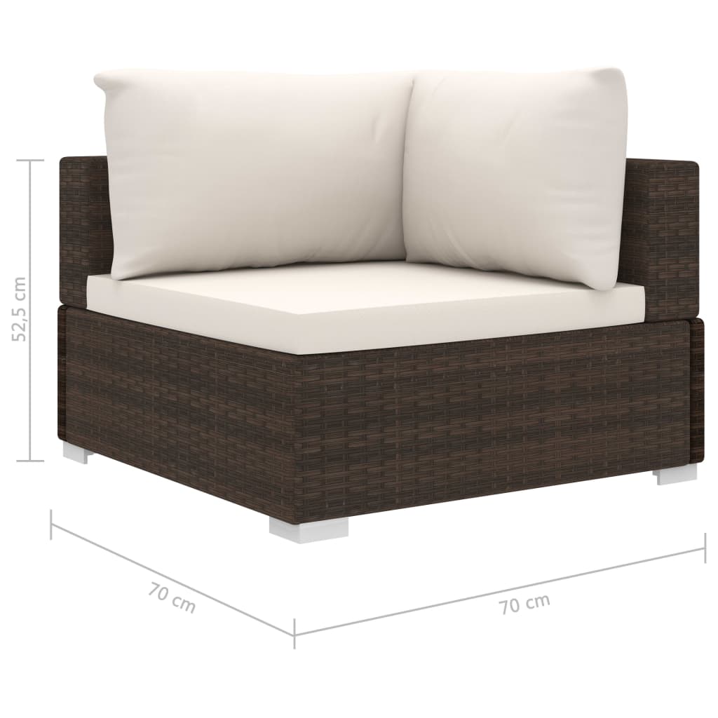 6-tlg. Garten-Lounge-Set mit Auflagen Poly Rattan Braun