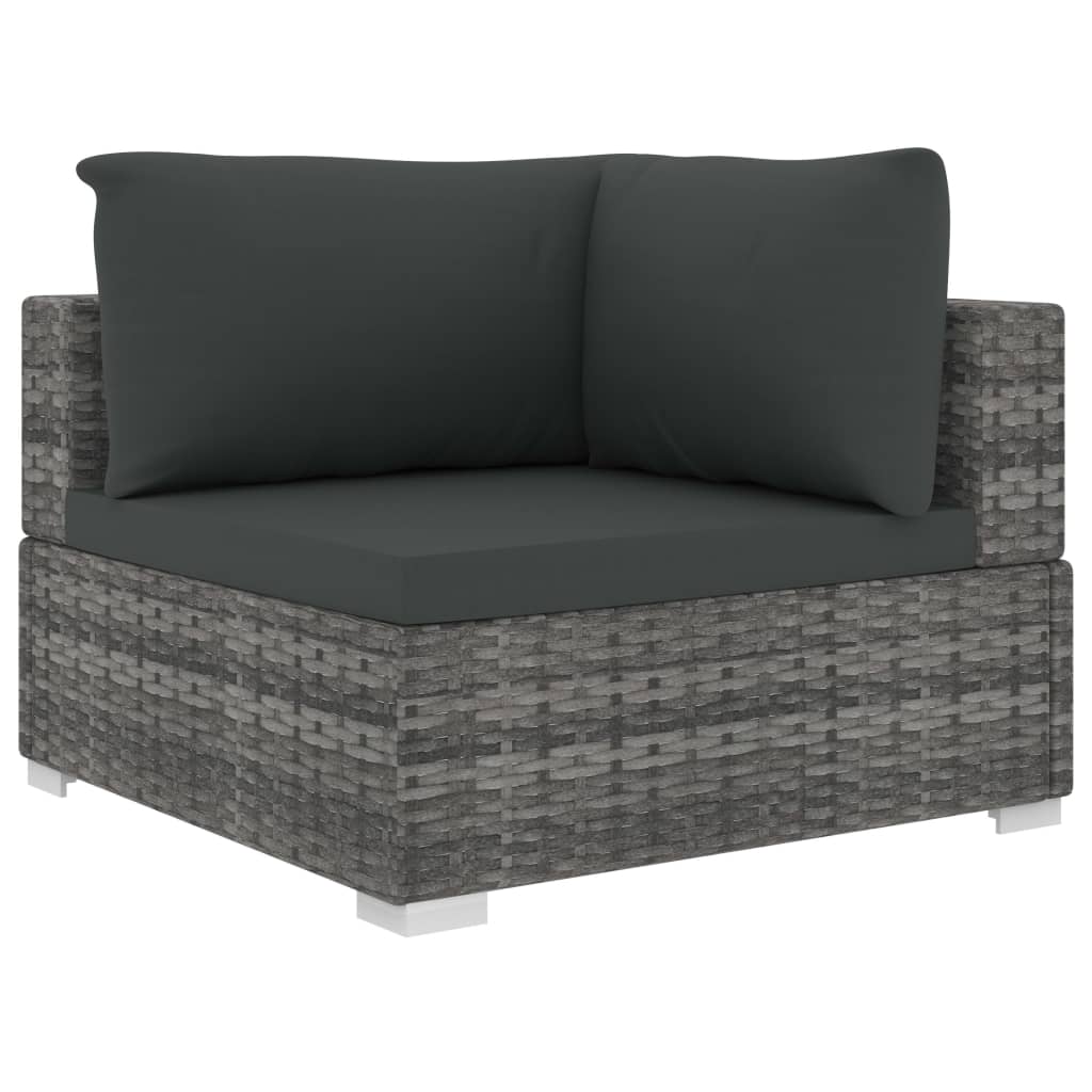 6-tlg. Garten-Lounge-Set mit Auflagen Poly Rattan Grau
