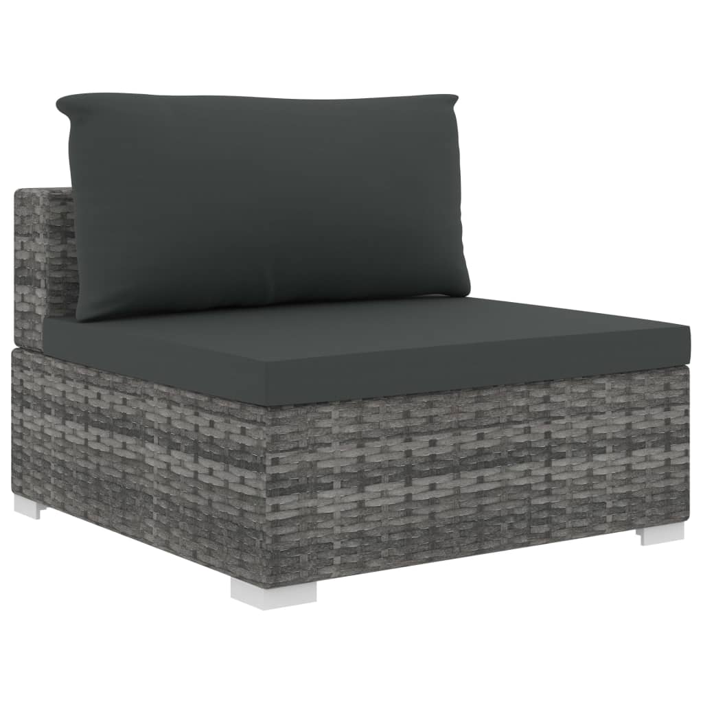 6-tlg. Garten-Lounge-Set mit Auflagen Poly Rattan Grau