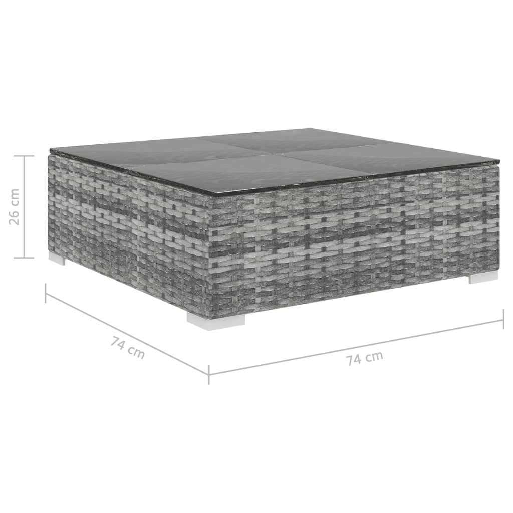 6-tlg. Garten-Lounge-Set mit Auflagen Poly Rattan Grau
