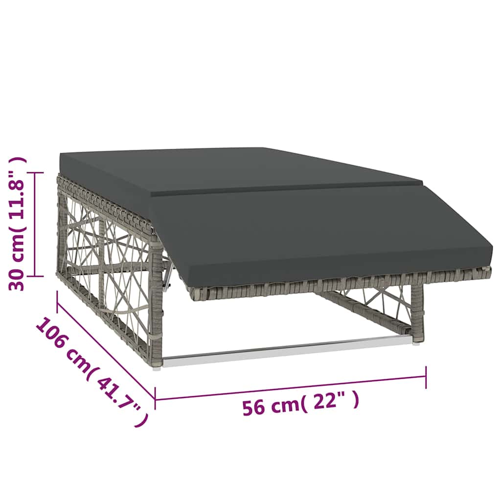 2-tlg. Garten-Lounge-Set mit Auflagen Poly Rattan Grau