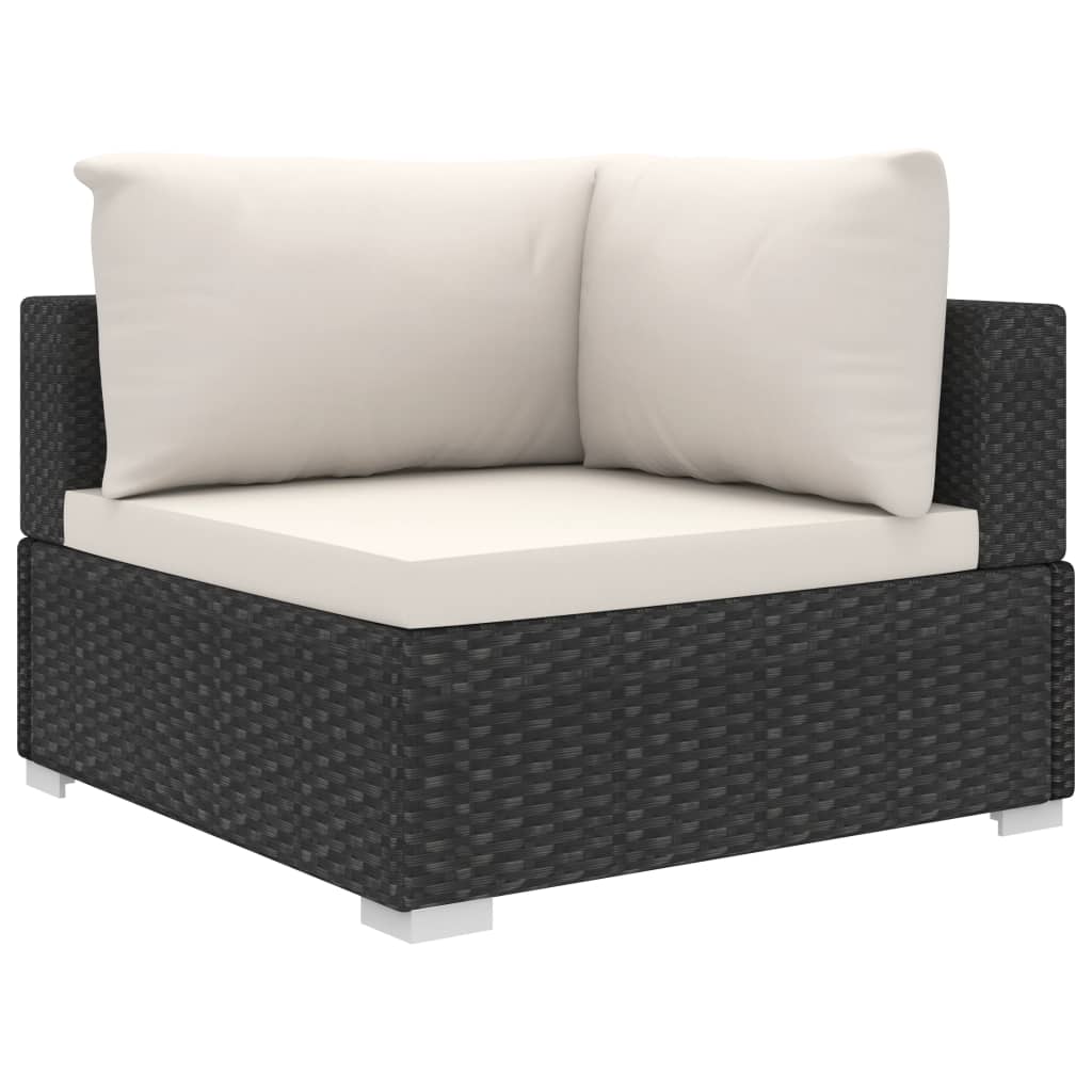 10 pièces. Salon de jardin avec coussins poly rotin noir