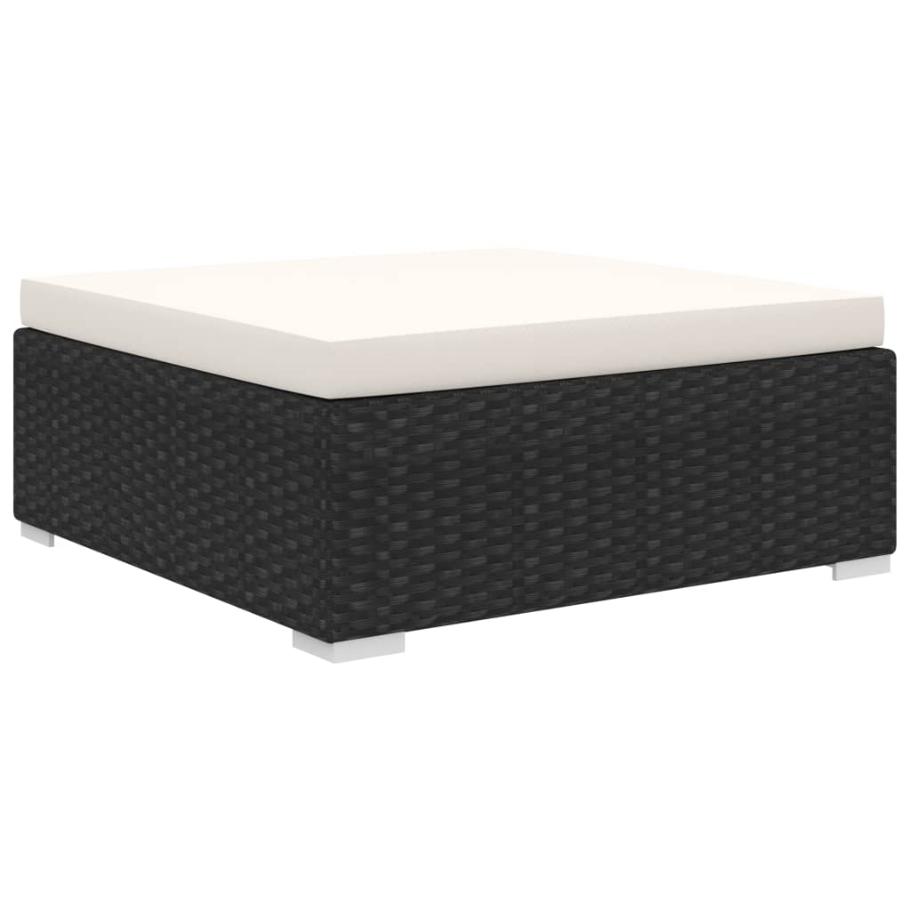 10 pièces. Salon de jardin avec coussins poly rotin noir