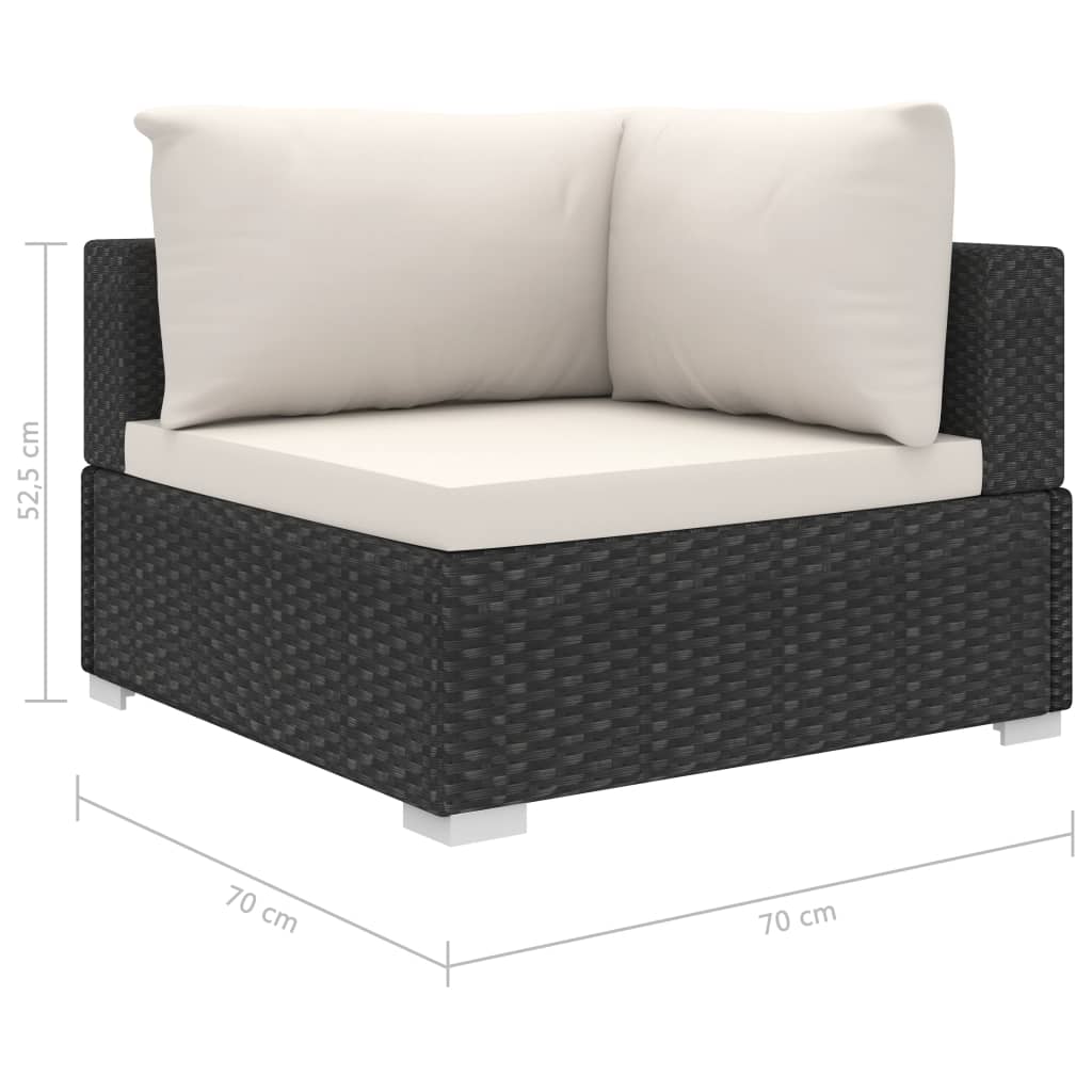 10 pièces. Salon de jardin avec coussins poly rotin noir