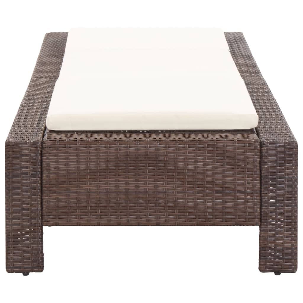 Bain de soleil avec coussin en polyrotin marron