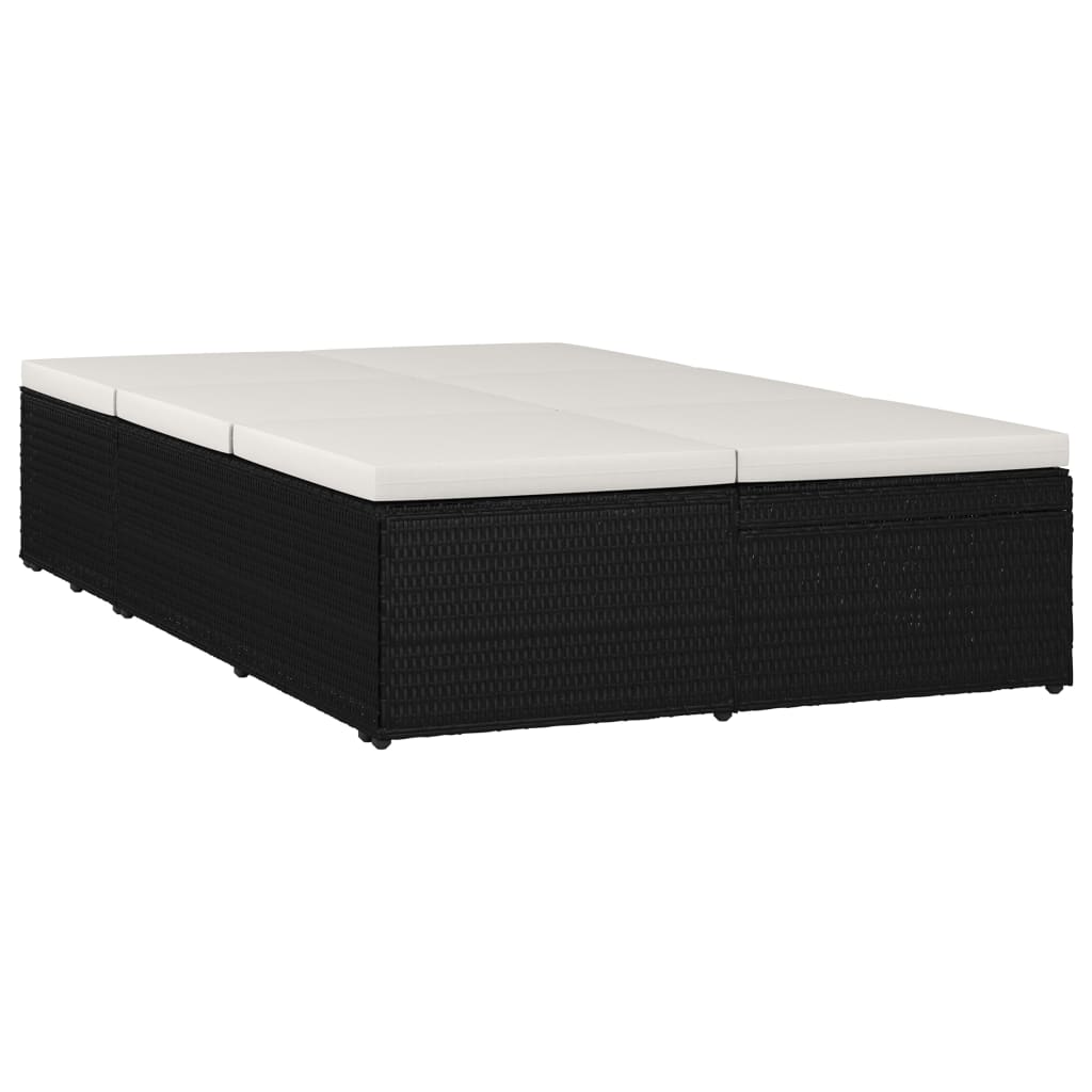 Bain de soleil avec coussin poly rotin noir