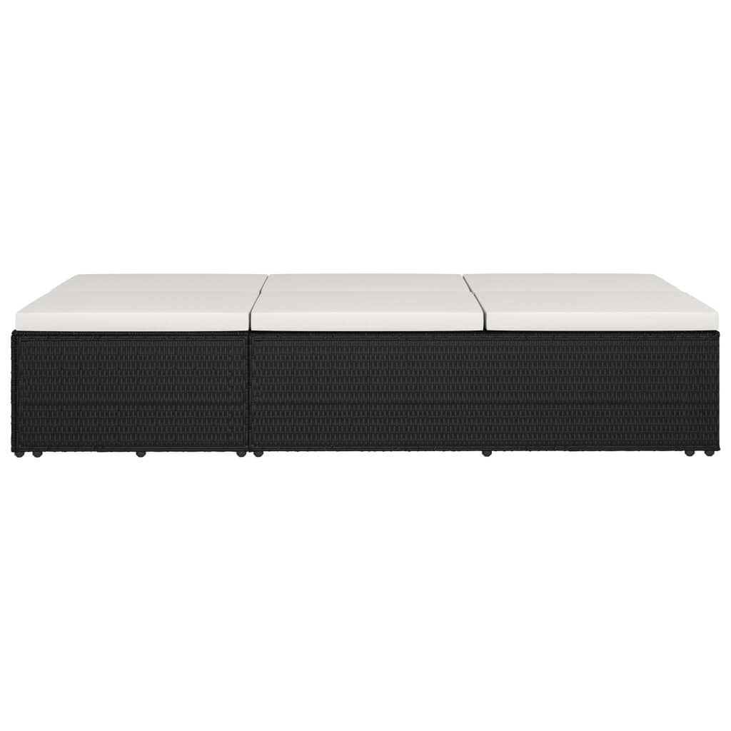 Bain de soleil avec coussin poly rotin noir