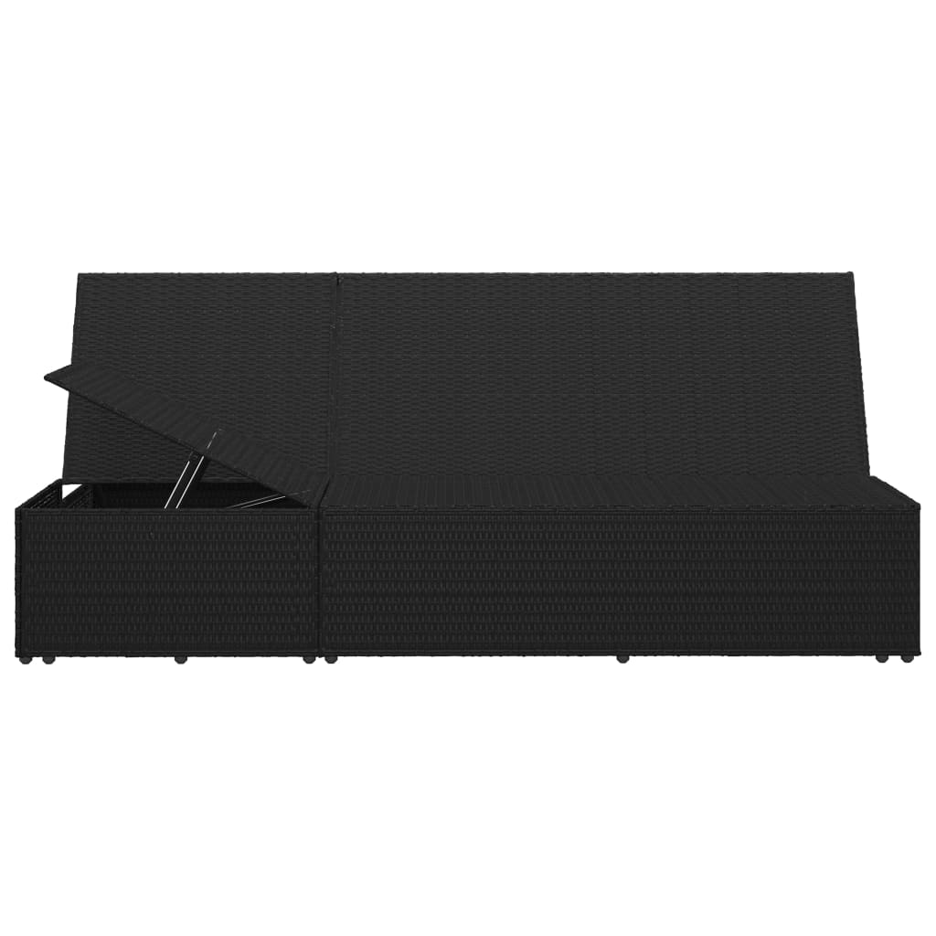 Bain de soleil avec coussin poly rotin noir