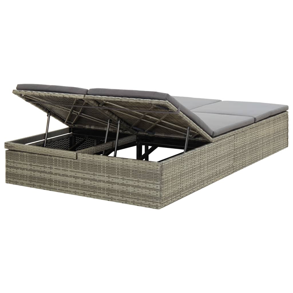 Bain de soleil avec coussin poly rotin gris