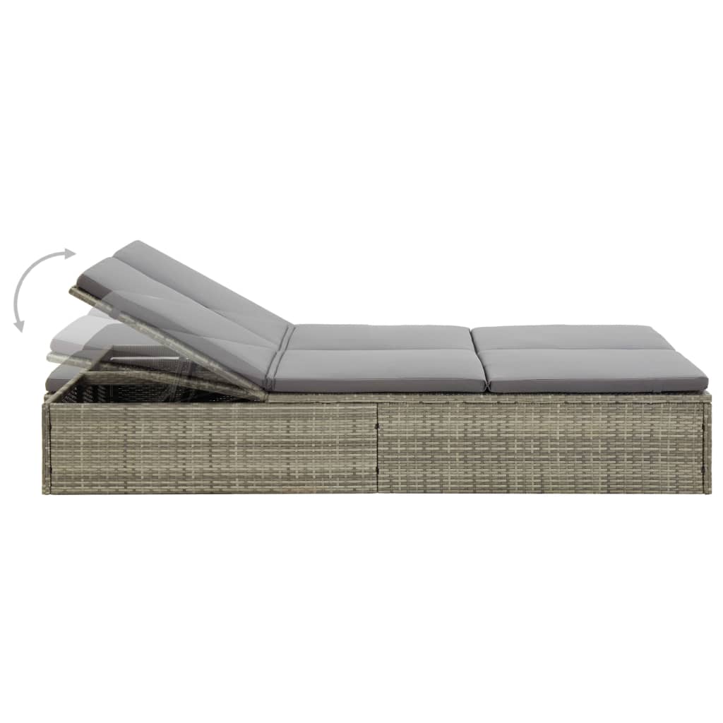 Bain de soleil avec coussin poly rotin gris