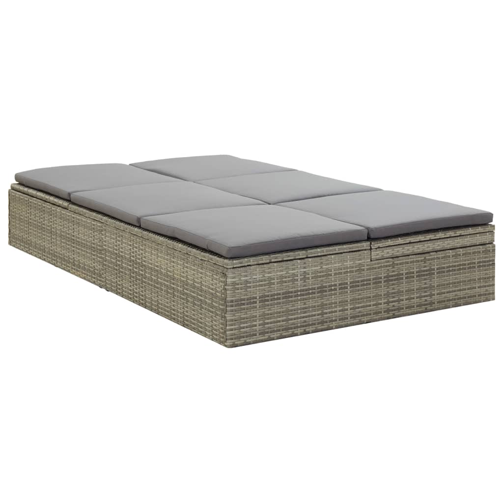 Bain de soleil avec coussin poly rotin gris