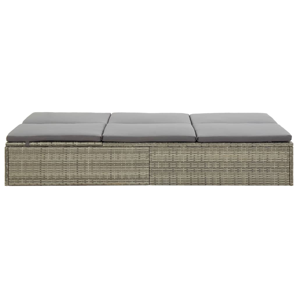 Bain de soleil avec coussin poly rotin gris