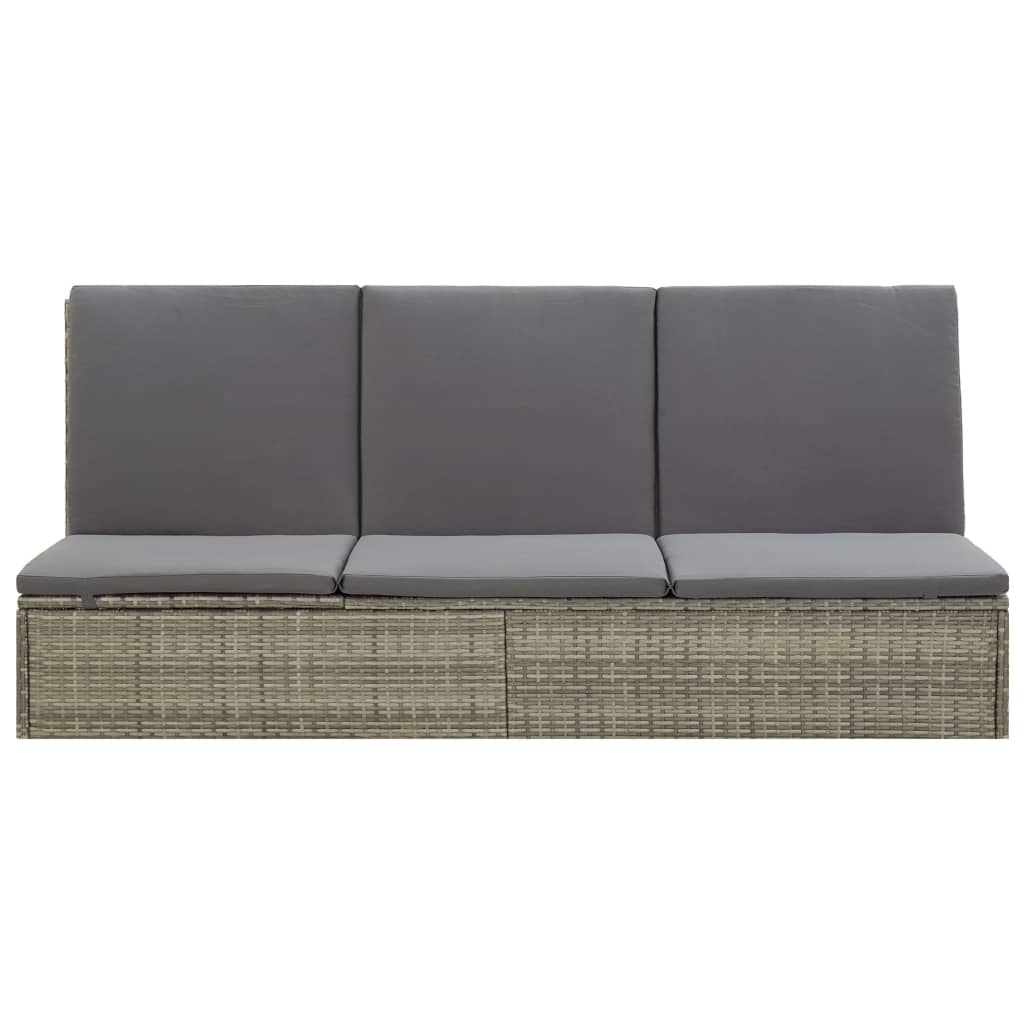 Bain de soleil avec coussin poly rotin gris