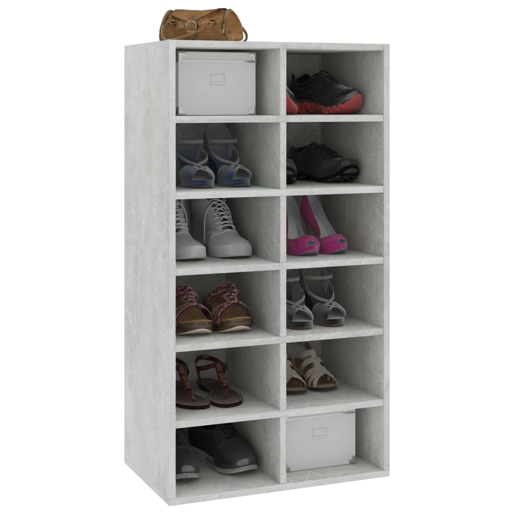 Étagère à chaussures gris béton 54x34x100,5 cm en bois