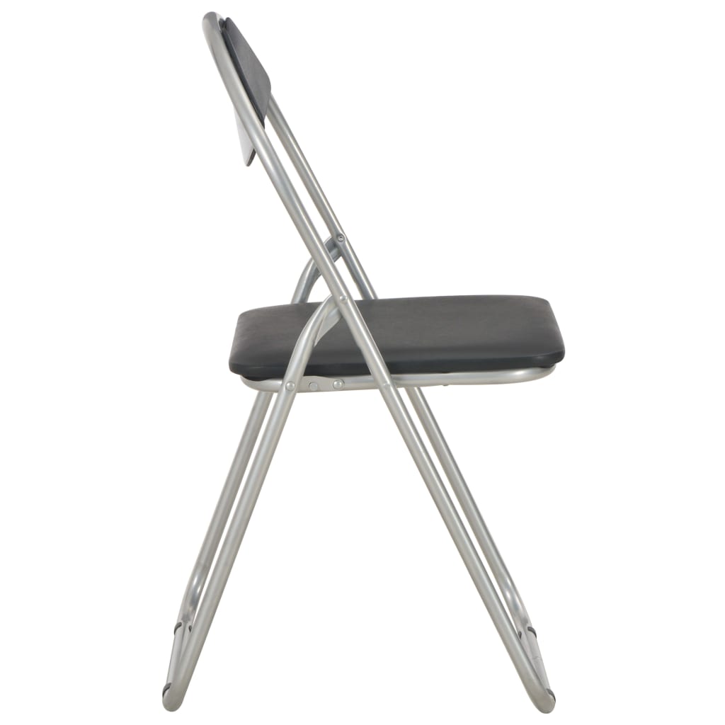 Folding dining chairs 6 pcs. Black faux leather