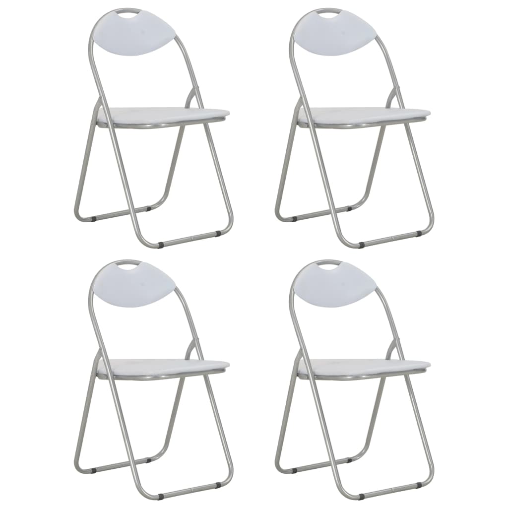 Folding dining chairs 4 pcs. White faux leather