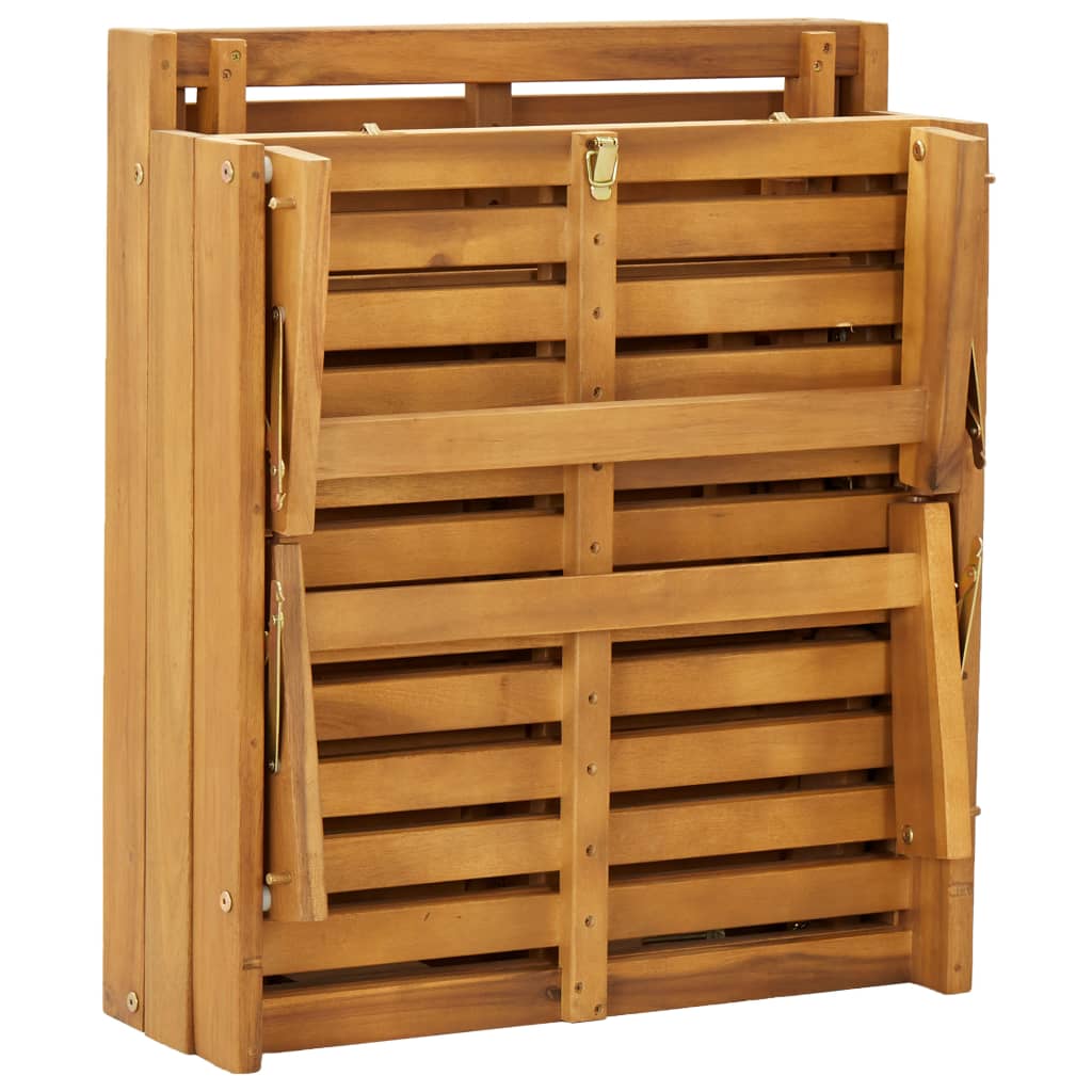Folding sun lounger with cushion made of solid acacia wood