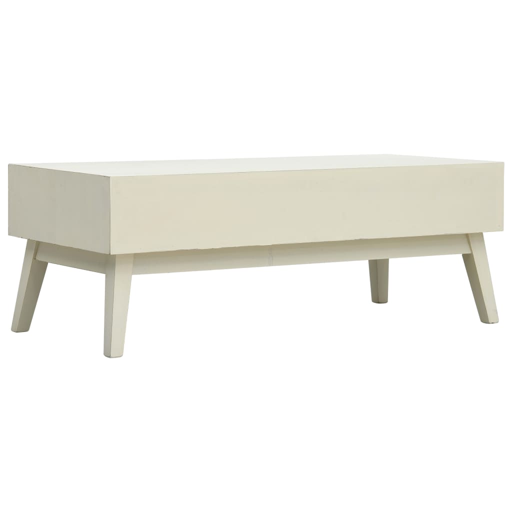 Table basse avec 2 tiroirs sculptés gris 110x50x40 cm bois