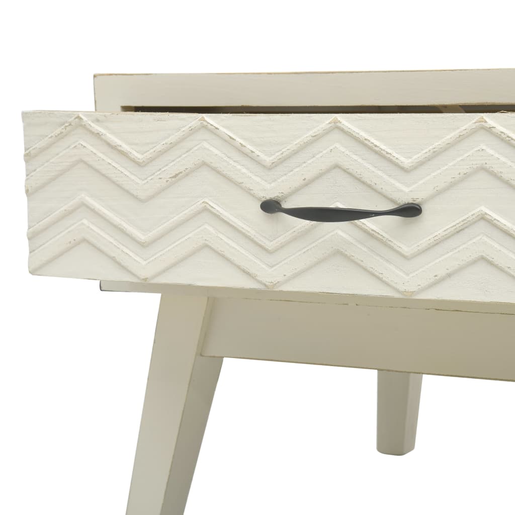 Table basse avec 2 tiroirs sculptés gris 110x50x40 cm bois