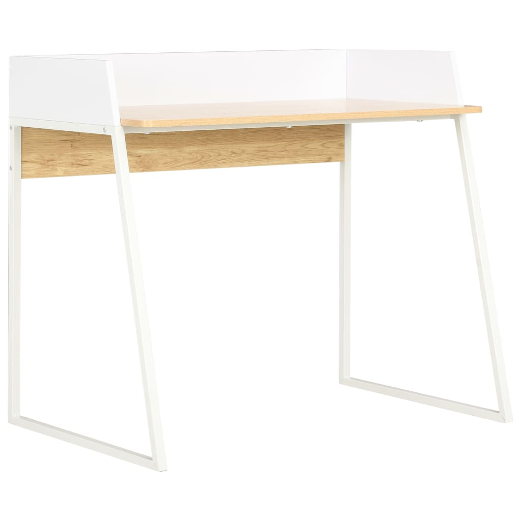 Bureau blanc et chêne 90x60x88 cm