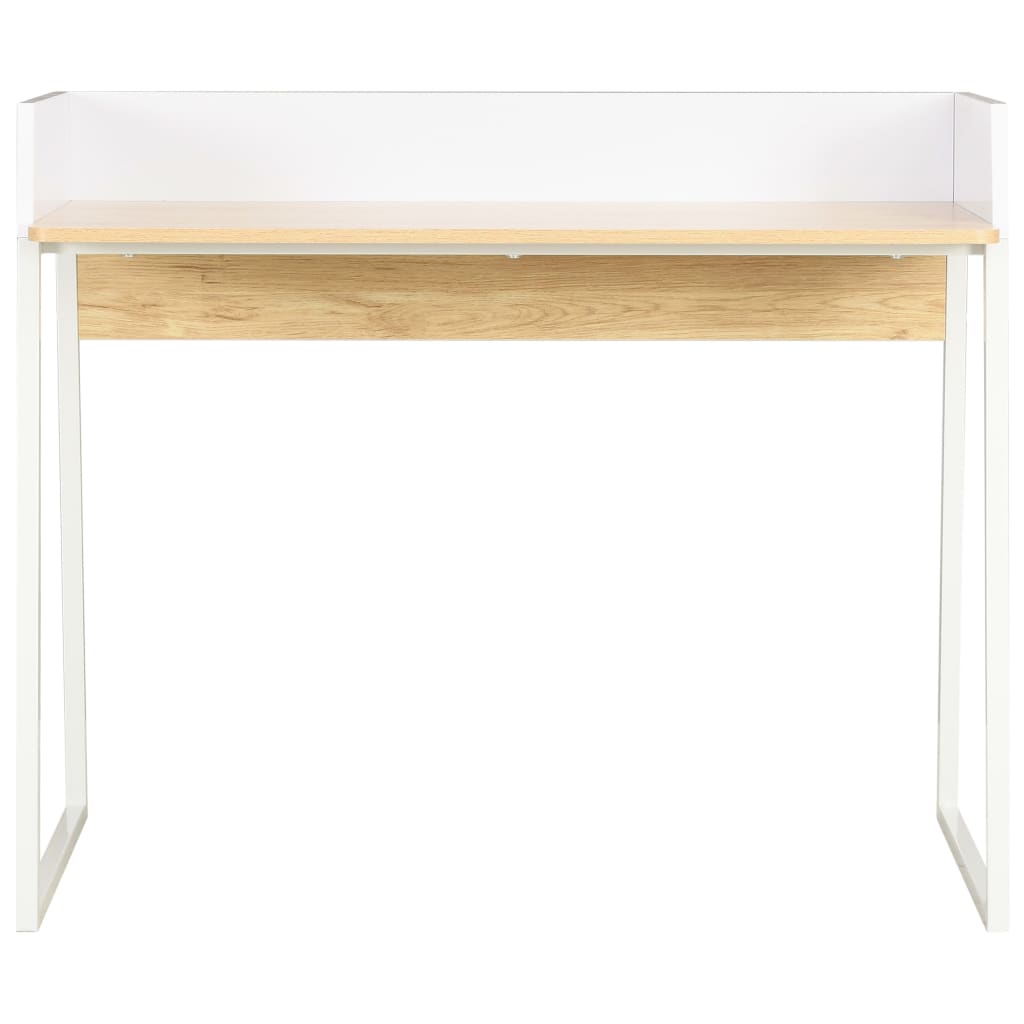 Bureau blanc et chêne 90x60x88 cm
