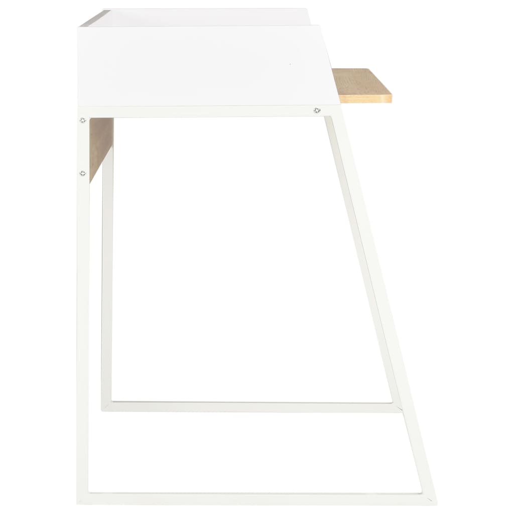 Bureau blanc et chêne 90x60x88 cm