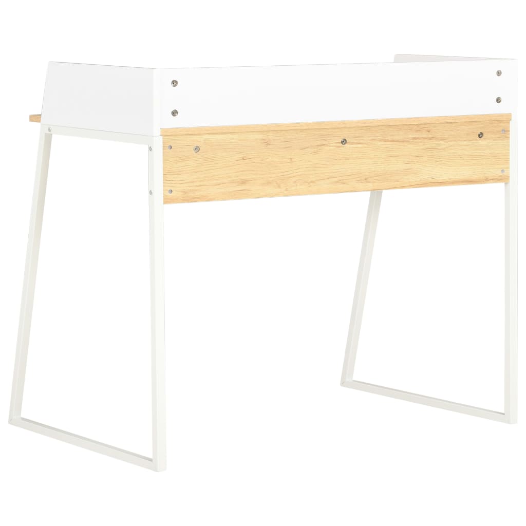 Bureau blanc et chêne 90x60x88 cm