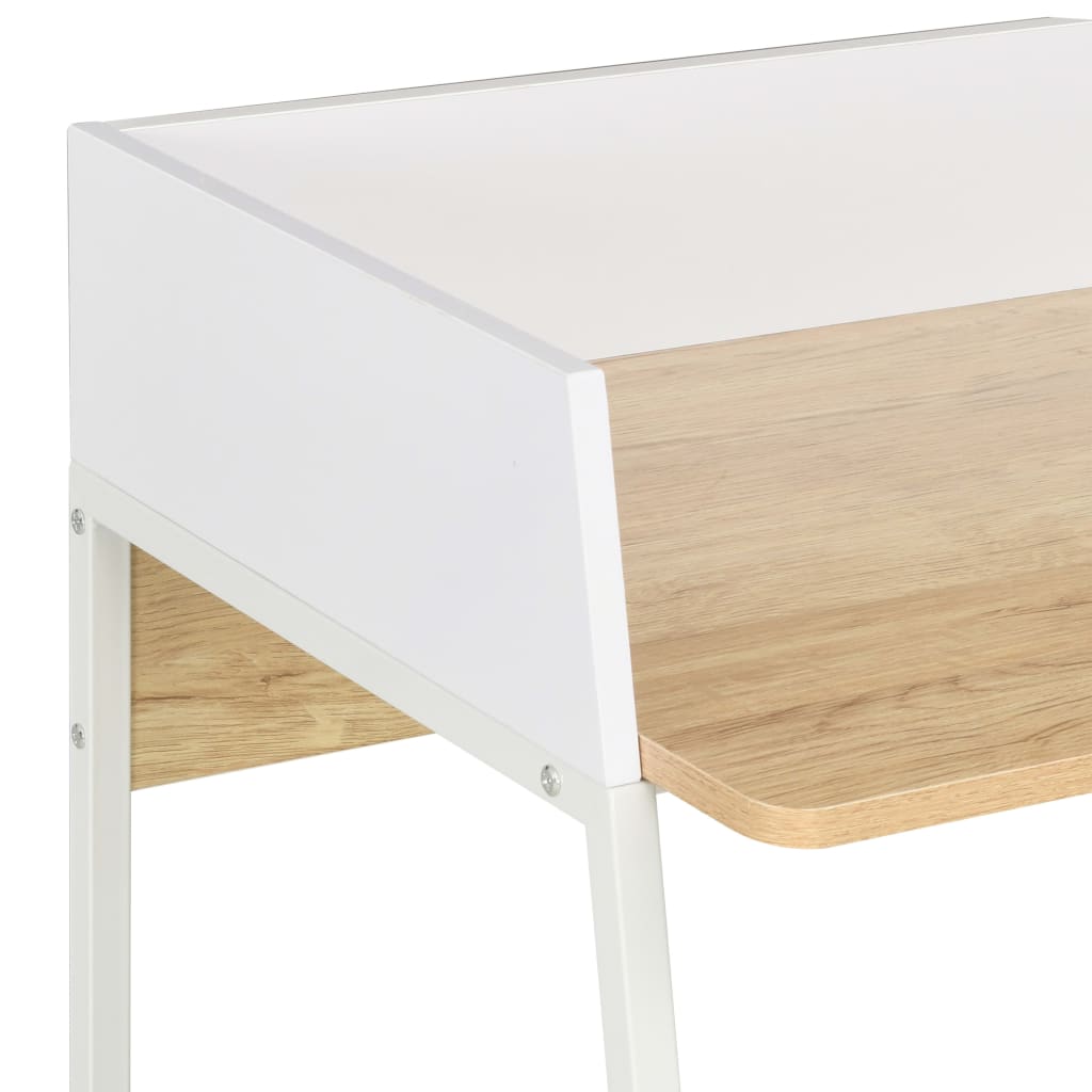Bureau blanc et chêne 90x60x88 cm