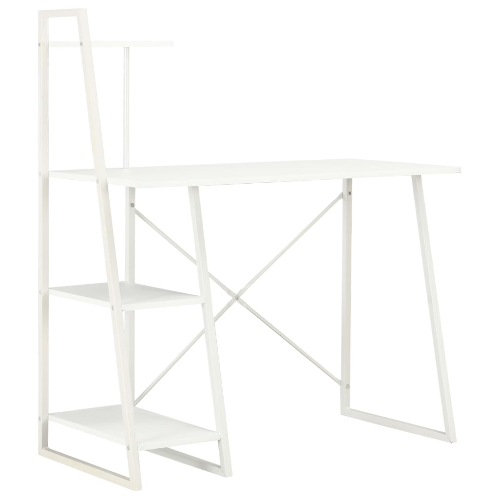 Bureau avec étagère blanc 102×50×117 cm