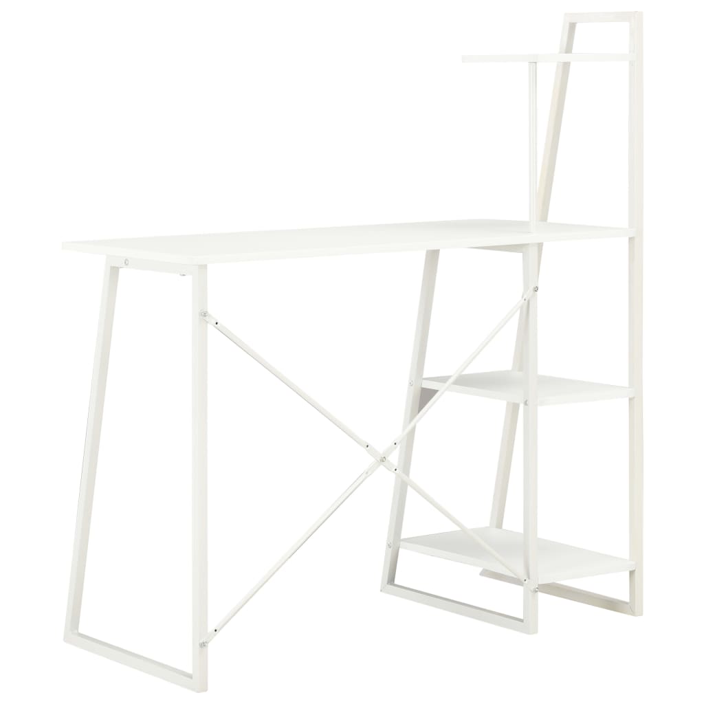 Bureau avec étagère blanc 102×50×117 cm
