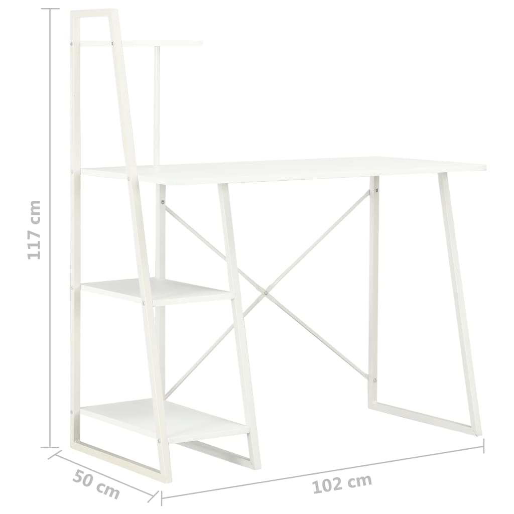 Bureau avec étagère blanc 102×50×117 cm