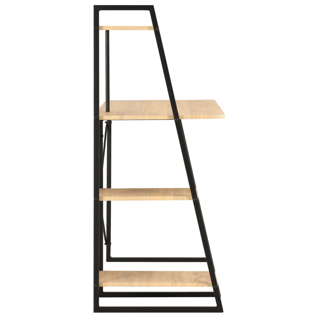 Bureau avec étagère noir et chêne 102×50×117 cm