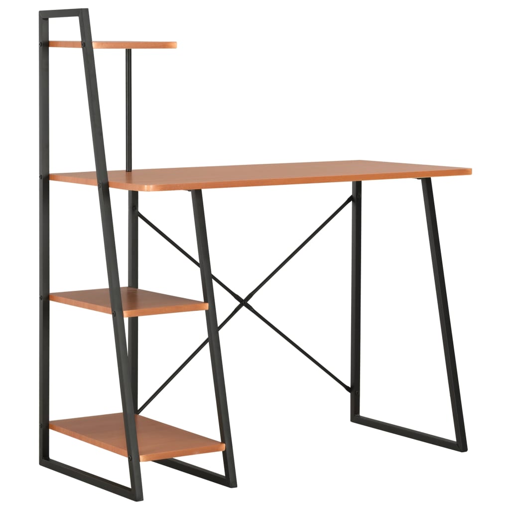 Bureau avec étagère noir et chêne 102×50×117 cm