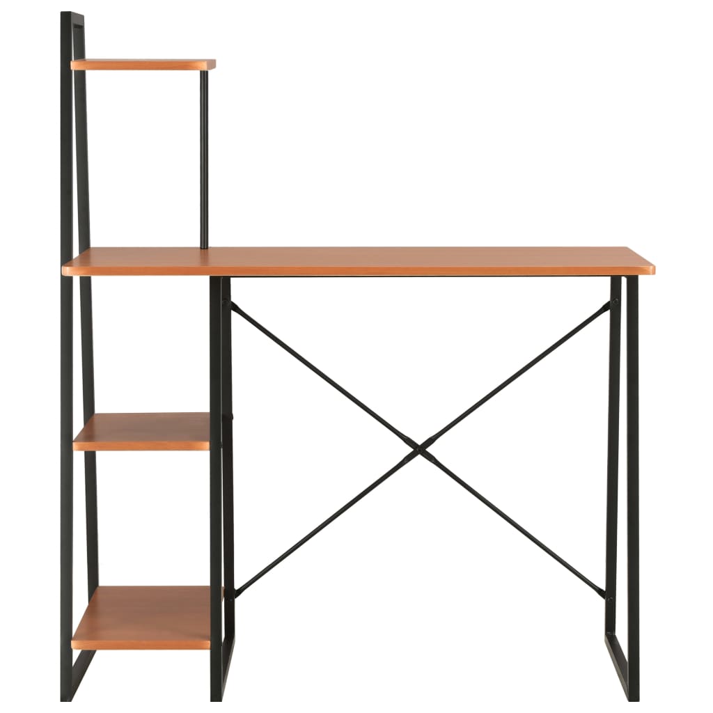 Bureau avec étagère noir et chêne 102×50×117 cm