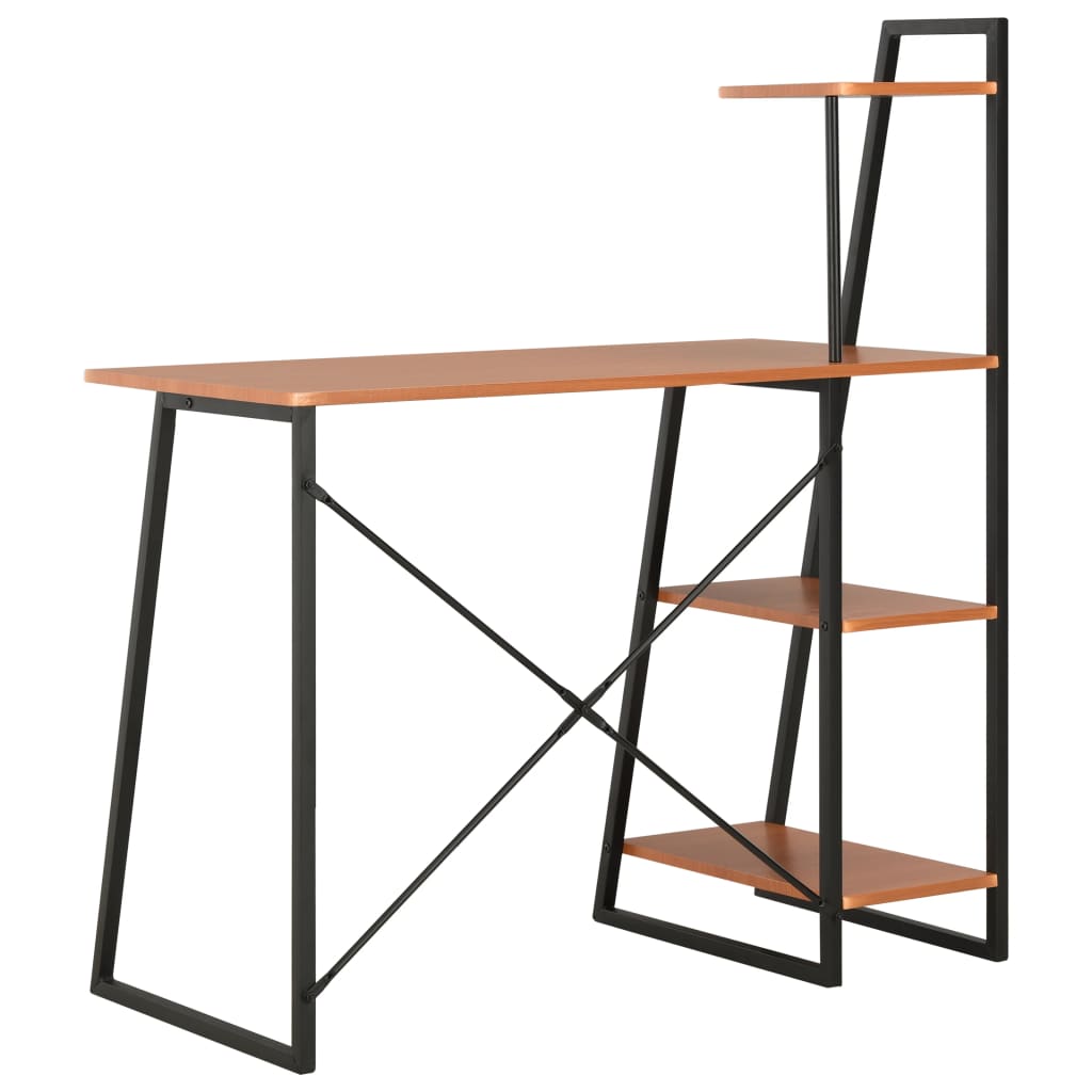Bureau avec étagère noir et chêne 102×50×117 cm