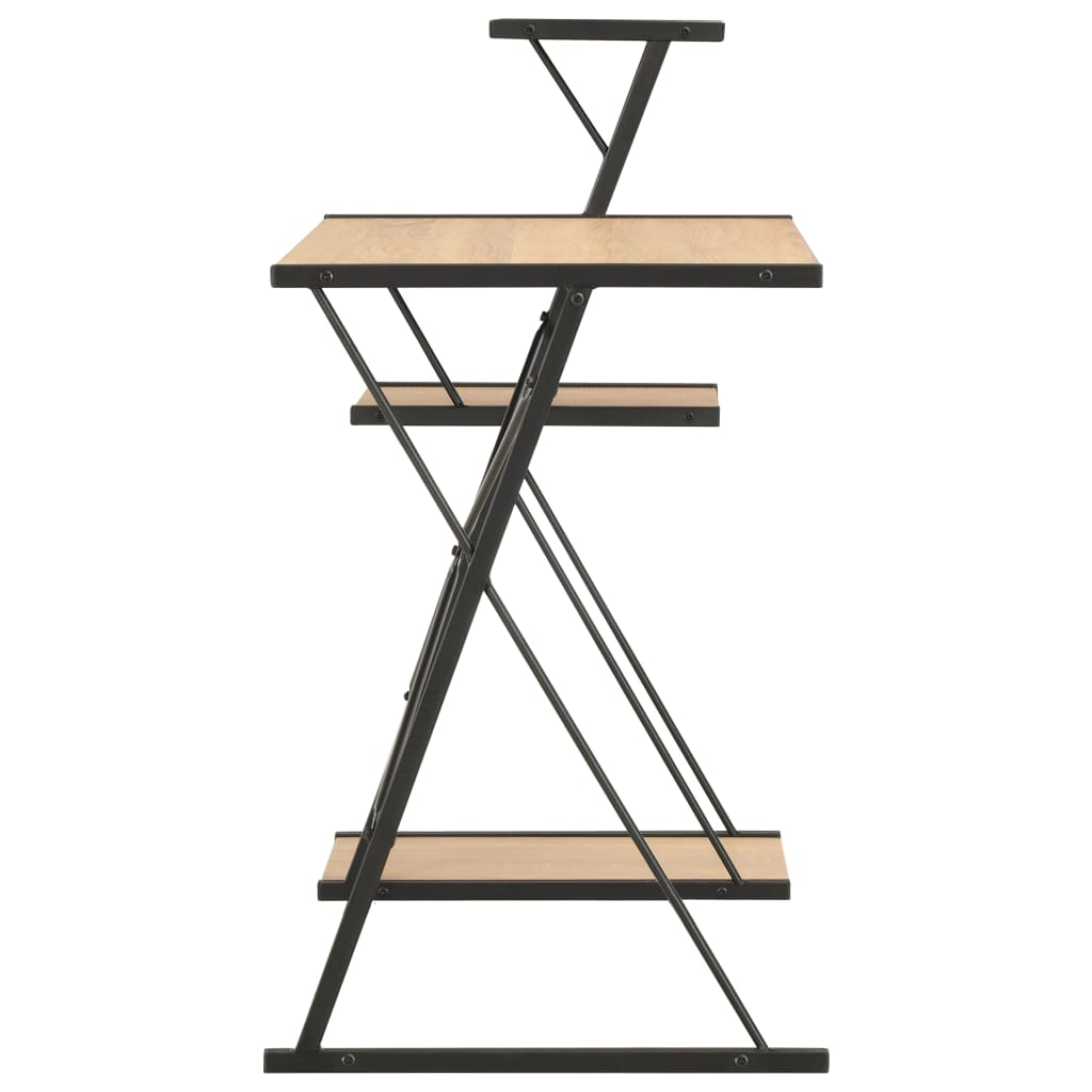 Desk with shelf black and oak 116×50×93 cm